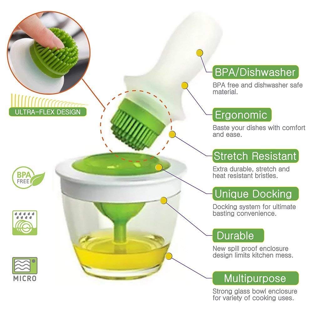 DR Mall Nirva Silicone Kitchen Cooking Oil Backing Basting Spatula and Brush 3