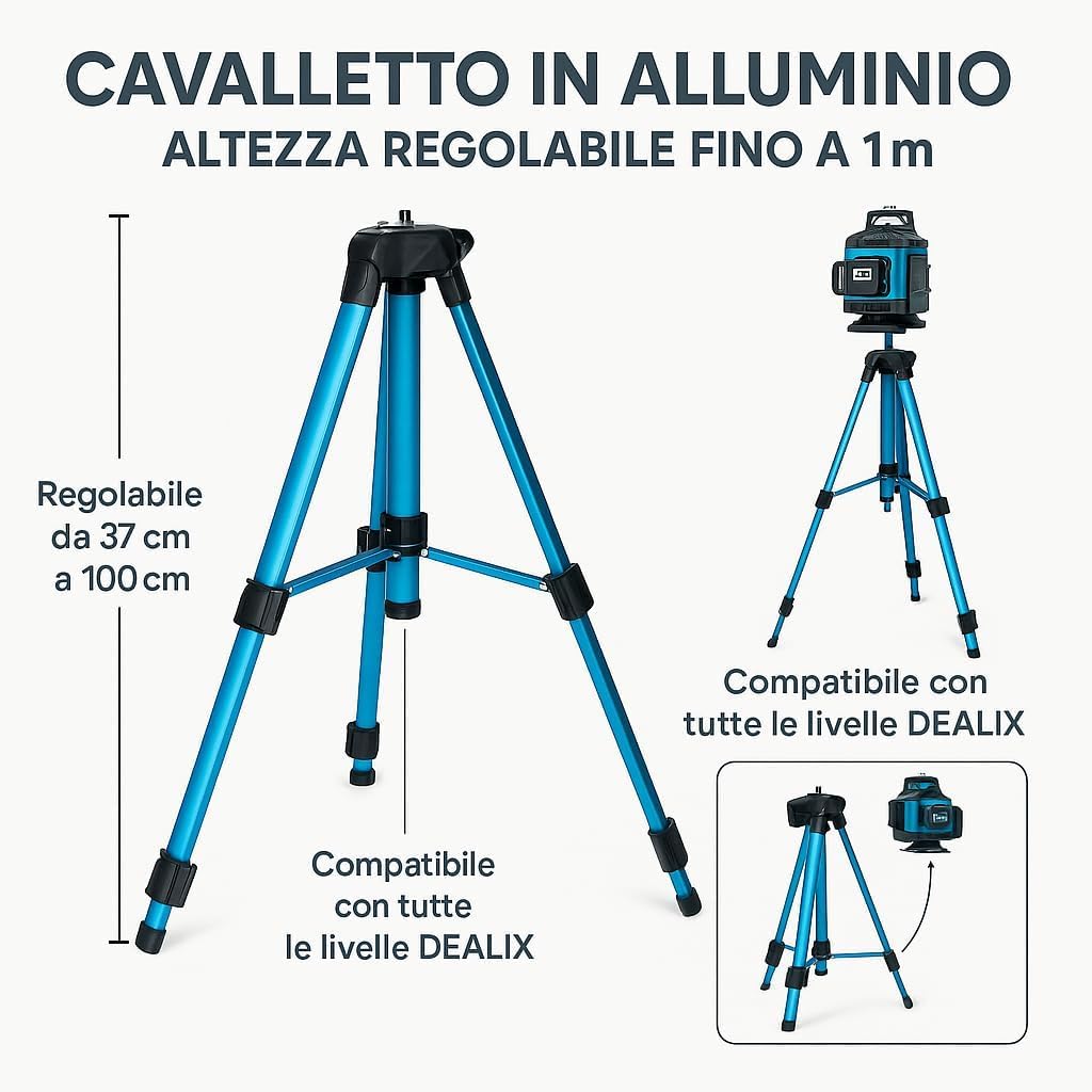 Livella Laser Tracciatore Autolivellante 4D 16 Linee 360° Raggio Verde 2 Batterie Controllo Touch per Edilizia, Cartongesso, Piastrellista con Supporto Treppiede, Telecomando e Valigetta