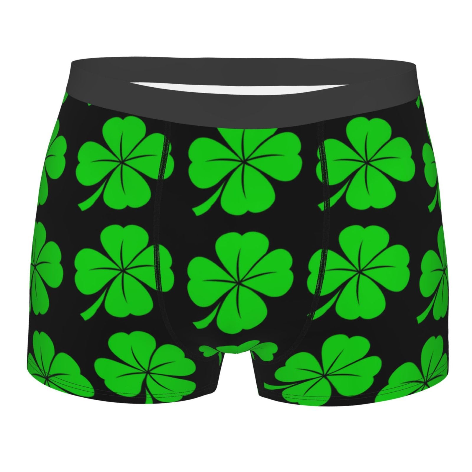 Oudrspo Men's Lucky Irish Clover St. Patrick's Day Lucky Shamrock Boxer Briefs, Moisture Wicking & Breathable, Assorted Size