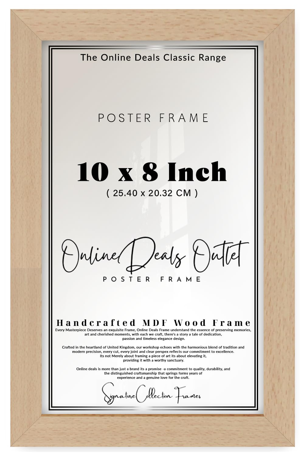 Online Deals | MDF Poster Frame (25.40 x 20.32 CM) Small for DIY Craft Projects, Personalized Name Boards & Home Décor, Premium MDF Wood, Hanging Hooks [ Beech ]