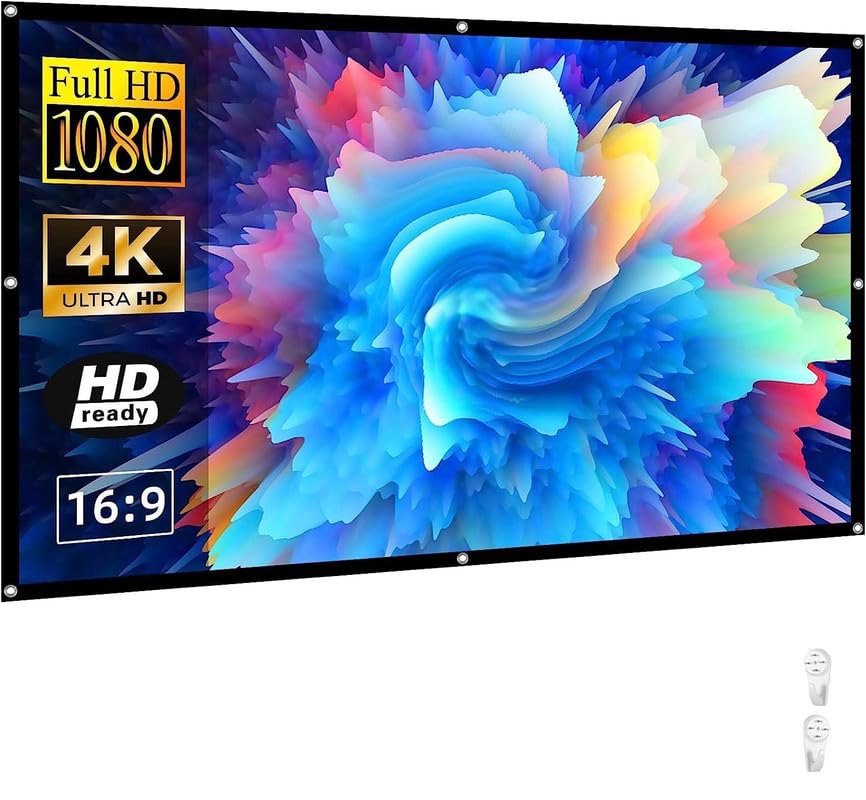 Spline® 138 inch Projector Screen,4K 16:9 Portable Eyelet Premium Video Foldable Projection for HD Home Theater Cinema Anti-Crease Indoor Outdoor Office Classroom (305 cm (W) x 172 cm (H))