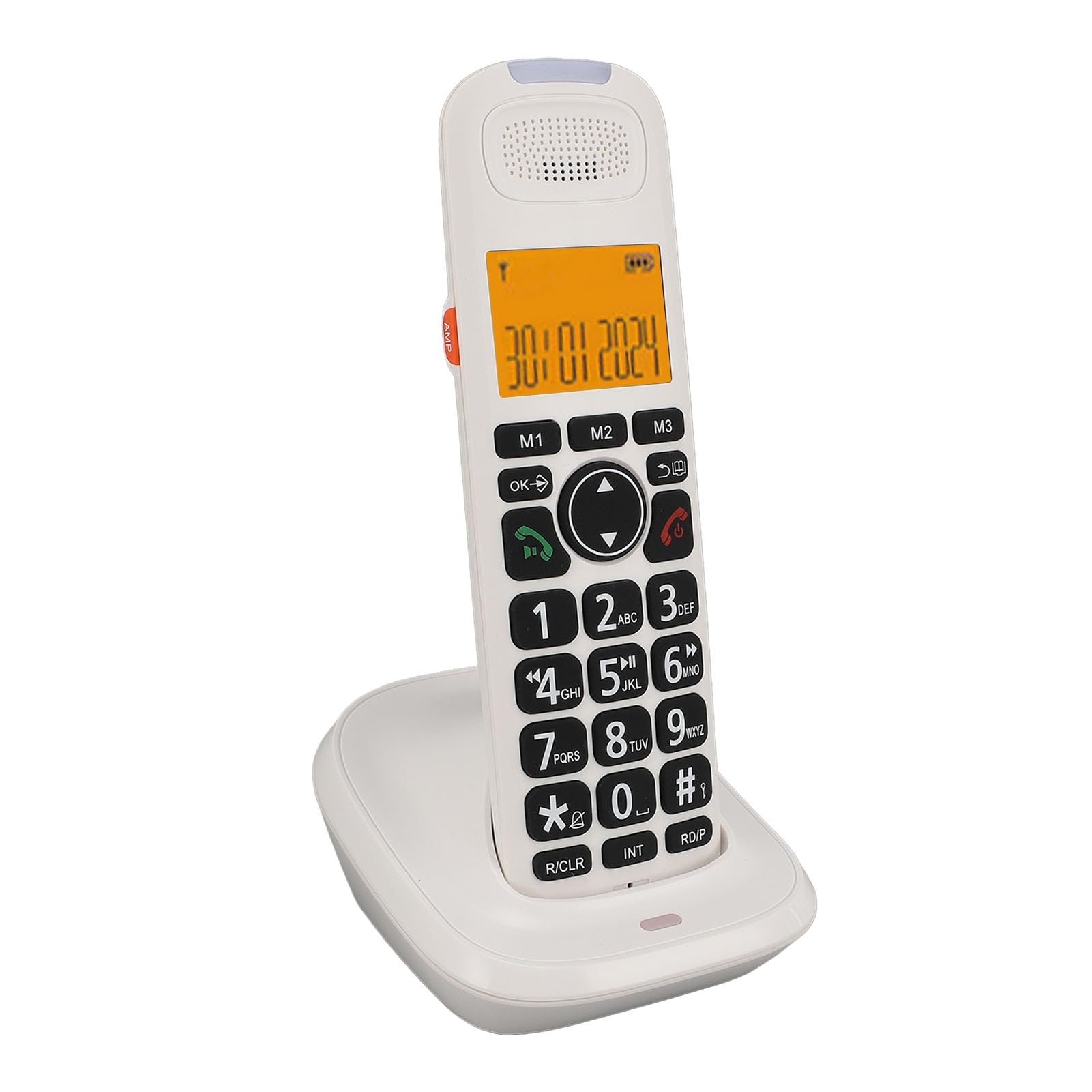 Telefono Cordless per Anziani con Filo, Segreteria Telefonica, Blocco Chiamate, Selezione Fotografica, Suoneria Forte, Chiamata in Vivavoce, Chiamata a 3 Vie, Guida (Spina europea)