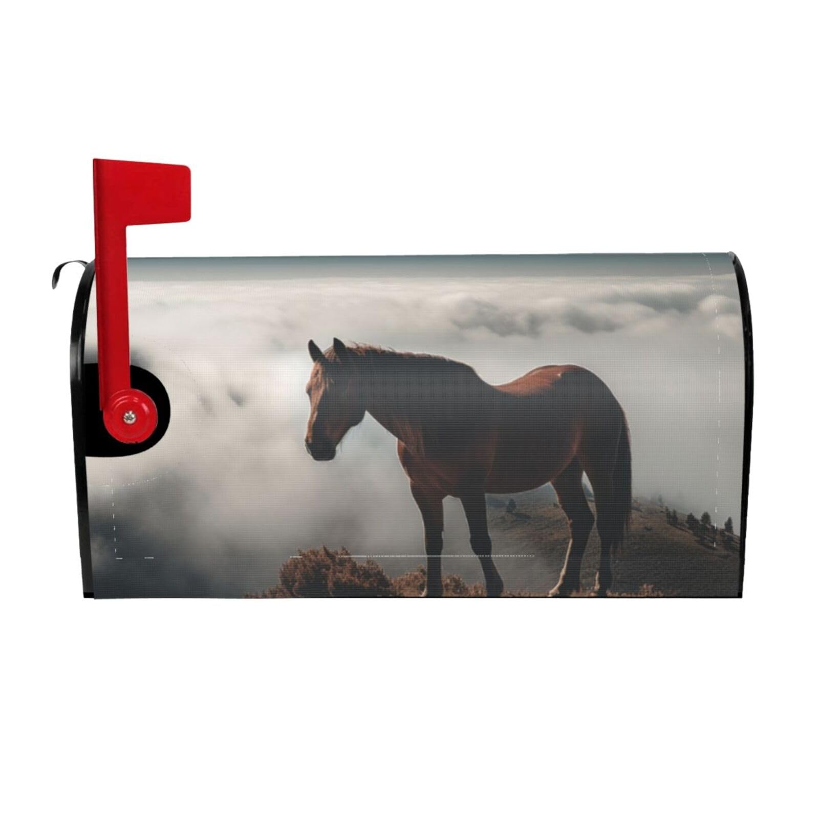 Horse on a Misty Mountaintop Mailbox Covers Magnetic Wraps Post Letter Box Cover Garden Home Decor 25.5x21 in