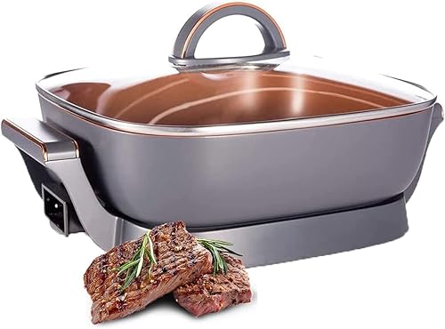 Sartén eléctrica extra profunda antiadherente sirve de 3 a 5 personas 6 cuartos de galón