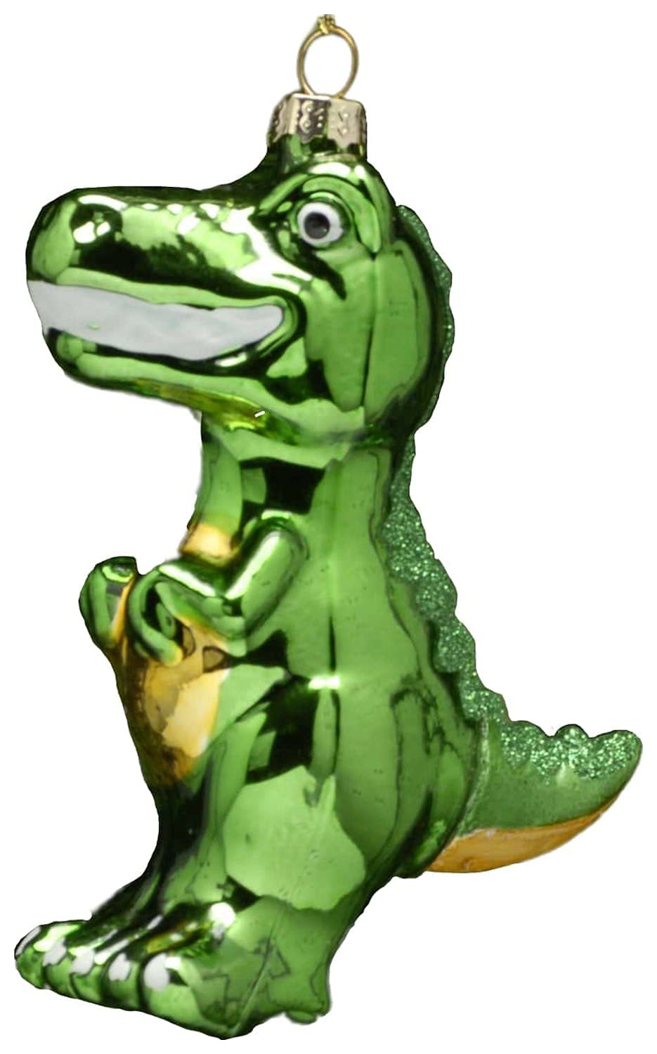 Festive Productions Christmas Tree Glass Bauble Hanging Ornament : 12cm Cute Dinosaur T-Rex