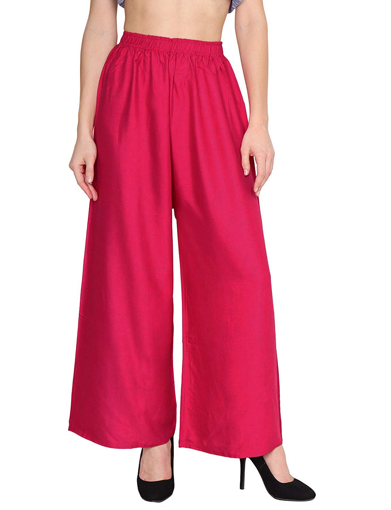 Vastraa FusionWomen's Regular Fit Rayon Palazzo (TS0381_Magenta_Free Size)