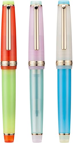 Miniatura 2 de 3 Jinhao 82 Pluma estilográfica transparente mixta color macaron acrílico punta media oro Trim con convertidor