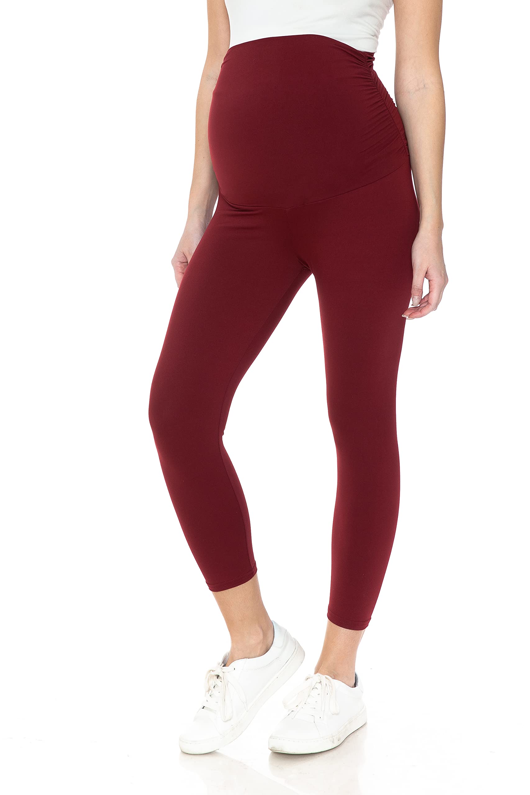 Leggings Depot Legging de maternité pour femme - Collants de yoga décontractés pour la grossesse, bordeaux, Taille M