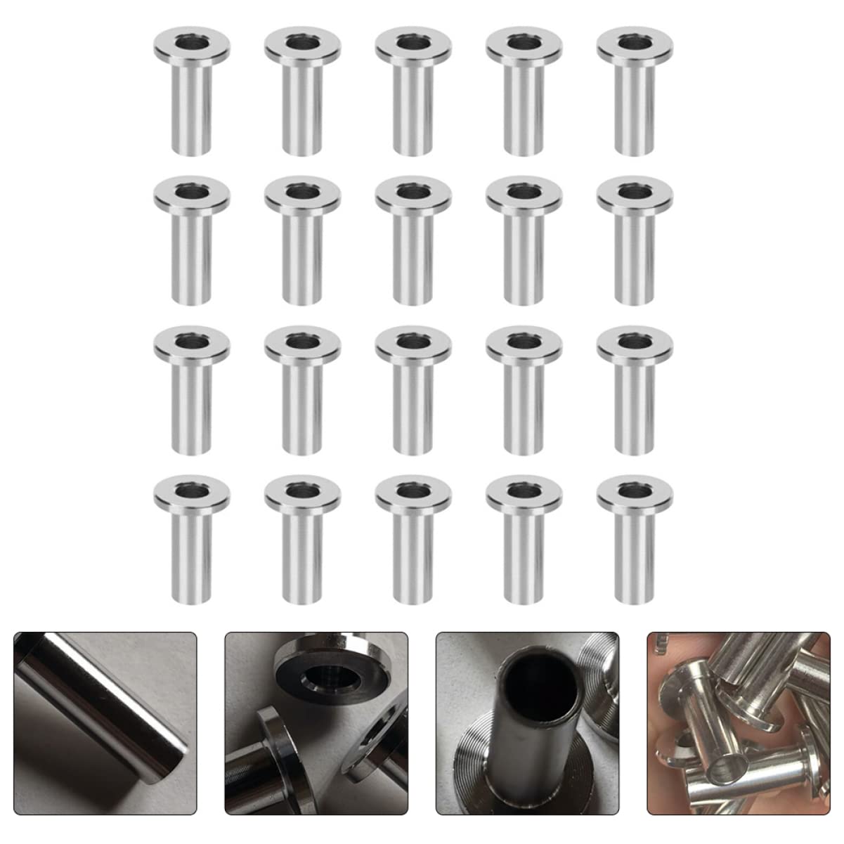 50pcs Stainless Steel Wire Rope Protective Sleeves Drill Bit for Deck Cable Railing Prevents and Maintains Tension Suitable for Indoor and Outdoor Use