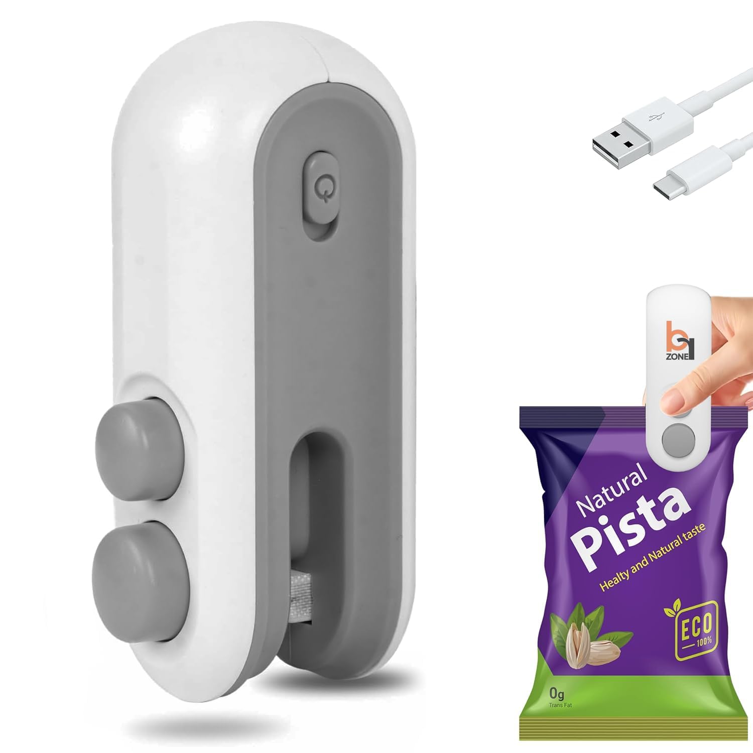 treqis Mini seal Machine, 2 in 1 USB Rechargeable Magnetic Heat Sealing & Cutting, Portable Handheld Vacuum Sealer for Food, Snacks, Chips, Fresh Storage, Plastic Bags sealer Machine- WHITE.-image-28