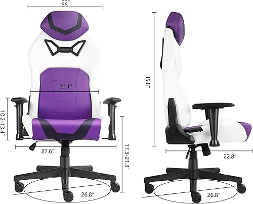 Miniatura 9 de Sillas ergonómicas para juegos para adultos con espuma viscoelástica de alta densidad  Silla de oficina cómoda giratoria, silla de videojuegos