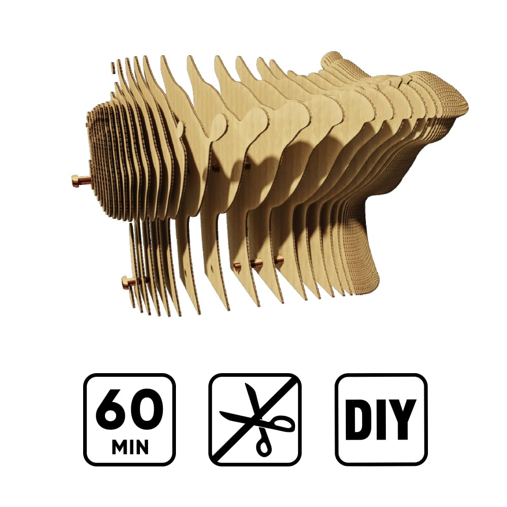 Girafe Puzzle 3D en Carton – Maquette à Monter | 62 Pièces, 22 × 17 × 8 cm – Kit Sculpture DIY à Peindre, Matériaux Recyclés, Ados & Adultes, Idée Cadeau Déco