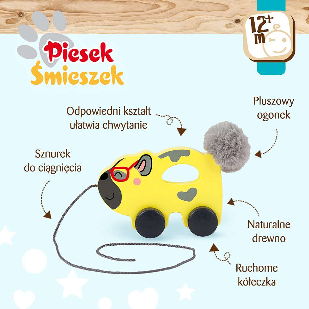 Trefl Piesek Śmieszek Zabawka Drewniana dla Dzieci od 12 miesiąca życia