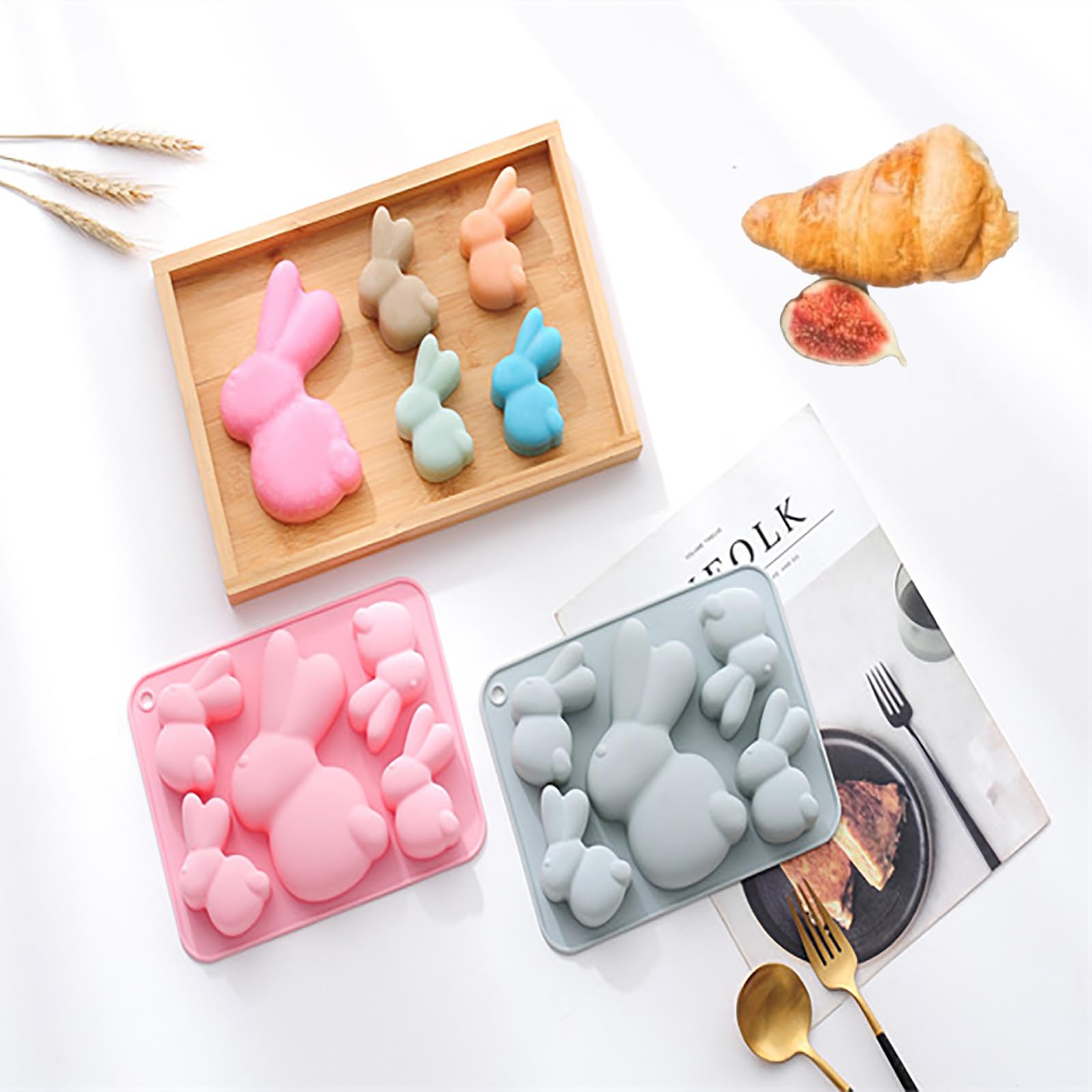 3PCS Moules Silicone Noël Et Pâques, Coeur Et Lapin, Pour Chocolat Et Gâteaux
