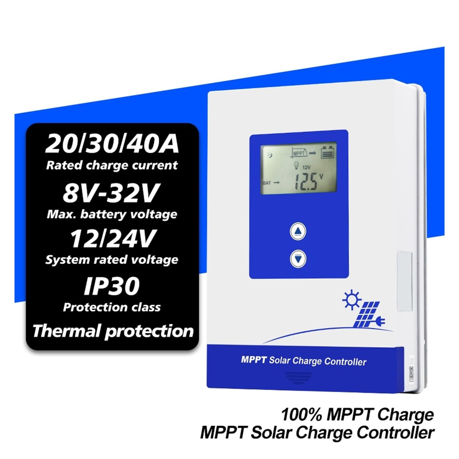 40A 30A 20A MPPT Regulator Ładowania Słonecznego 12V 24V Ładowarki Akumulatora Zabezpieczenie Przed Zwarciem(MPPT -30A)