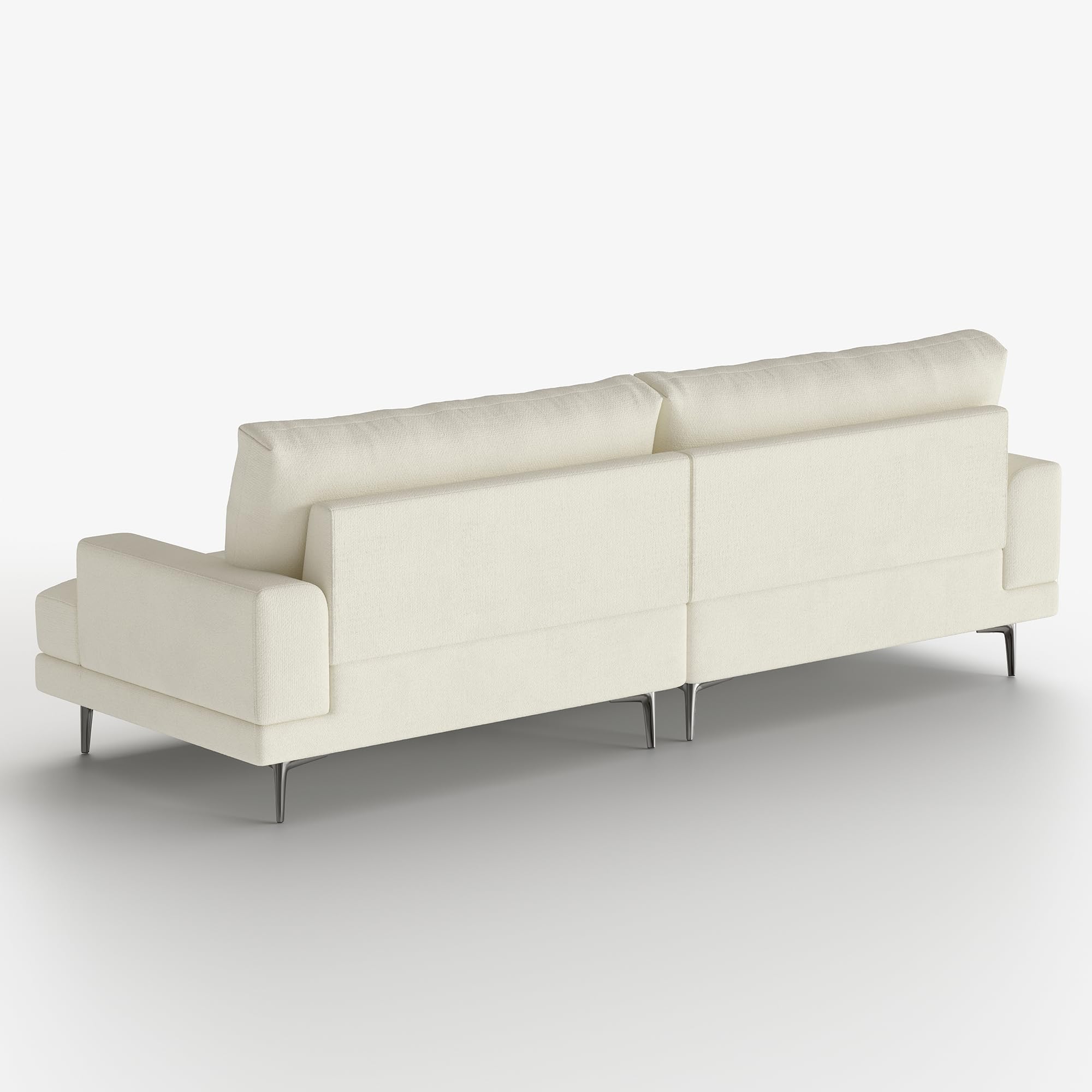 86.61" 3-Seater Cloud Sofa Couch, Modern Fabric Down-Filled Sofa | Fluffy Sofa with Plush Cushions and Metal Legs, Ideal for Apartments, Small Living Rooms & Cozy Spaces, White Beige