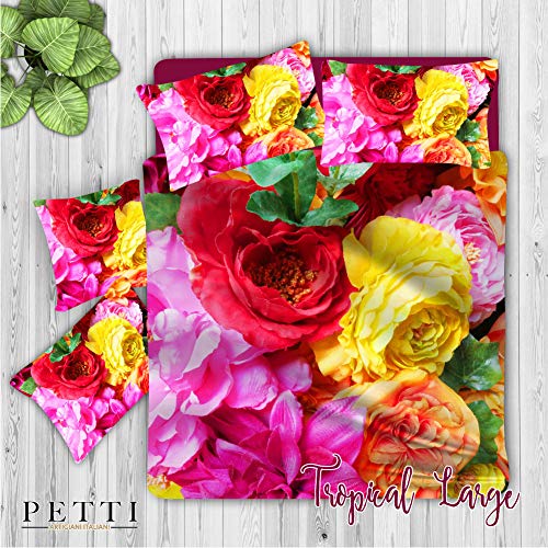 PETTI Artigiani Italiani Duvet Cover, Bedding Set, Satin, 100% Made in Italy, Tropical Large, Super King (250x200 cm) - Image 4