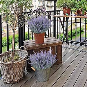 GTIDEA 4pcs Artificial Flowers Flocked Plastic Lavender Bundle Fake Plants Wedding Bridle Bouquet Indoor Outdoor Home Kitchen Office Table Centerpieces Arrangements Christmas Decor