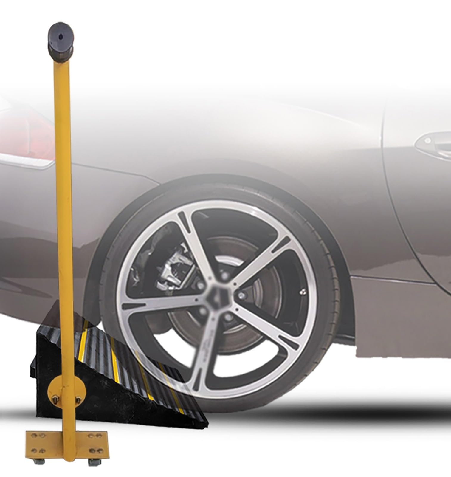 Cunei stabilizzatori per Ruote in Gomma Piena Antiscivolo per rimorchi/Camion, fermaruota ergonomici per carrelli con Asta Lunga Leggera(Left)
