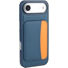 Apple iPhone 17 Air Uyumlu Kart B lmeli Suni Deri C zdanl  K l f, Mavi, Turuncu Detayl