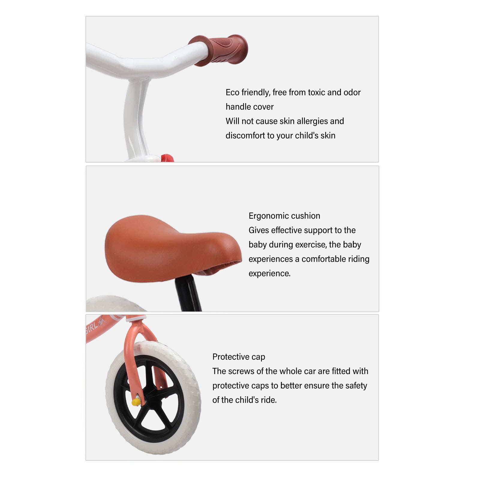Fockety Bici Senza Pedali per Bambini, Bici Giocattolo per Bambini da 2 a 6 Ragazzi e Ragazze, Sedile Regolabile in Acciaio Assorbimento degli Urti Prima Bici per Bambini Senza Pedali