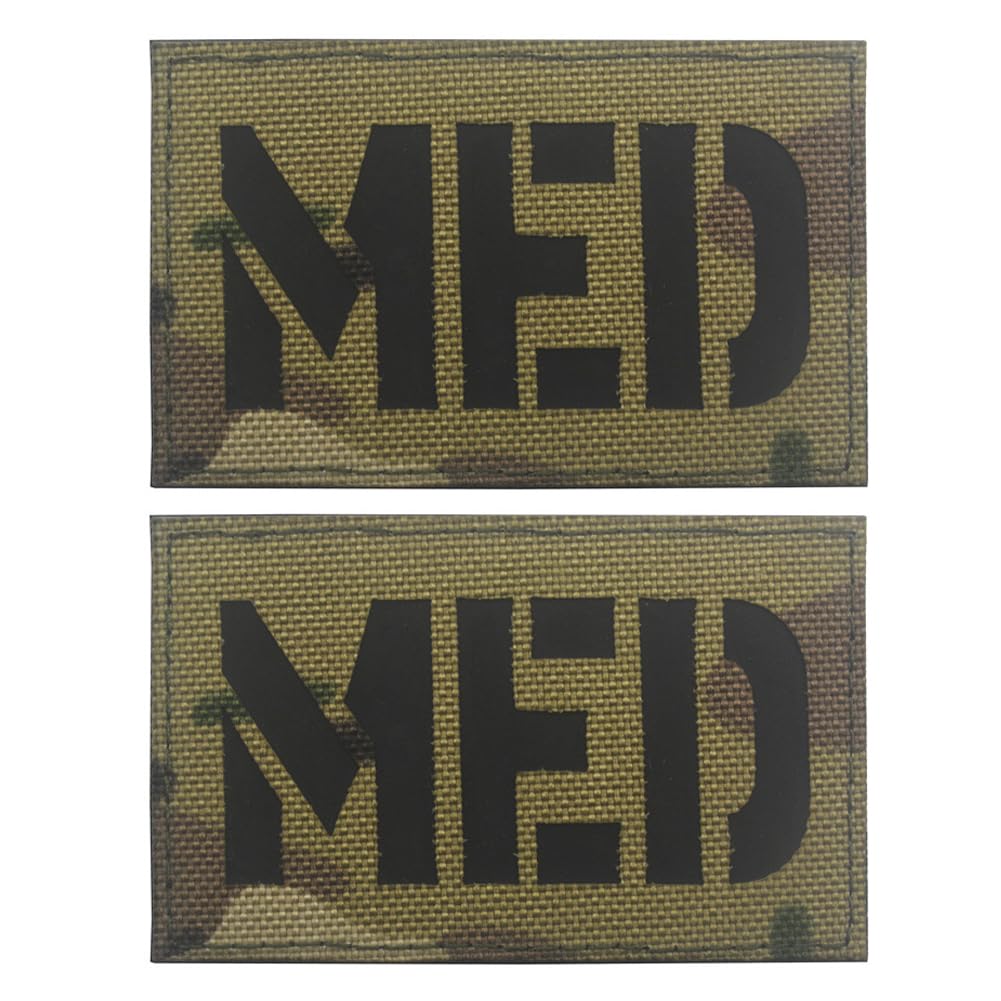MED Medic Lot De 2 écussons Réfléchissants Infrarouges EMT EMT Ambulanciers Médicaux Ambulanciers En Tissu Brodé Motif étoile De Vie