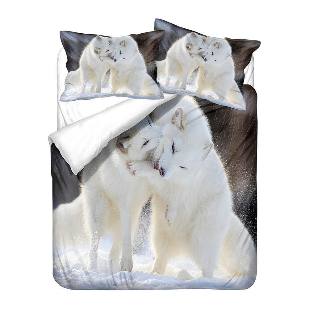 Housse de couette renard imprimé blanc pour chambre cocooning enfant