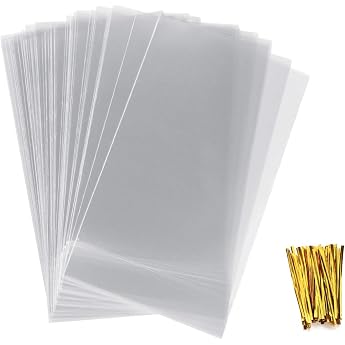 Anstore 100 flat bottom bags 180 x 300 mm OPP Bags Biscuit Bags Transparent Bags Cellophane Bags with 100 metallic ties