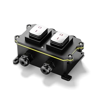 UL Certified 30A Waterproof Double Toggle Switch Panel, IP65 Marine Grade Electrical Box with DPDT Switches for RV, Boat, Solar, Commercial Use Red Light, 12V-24V, Stainless Steel