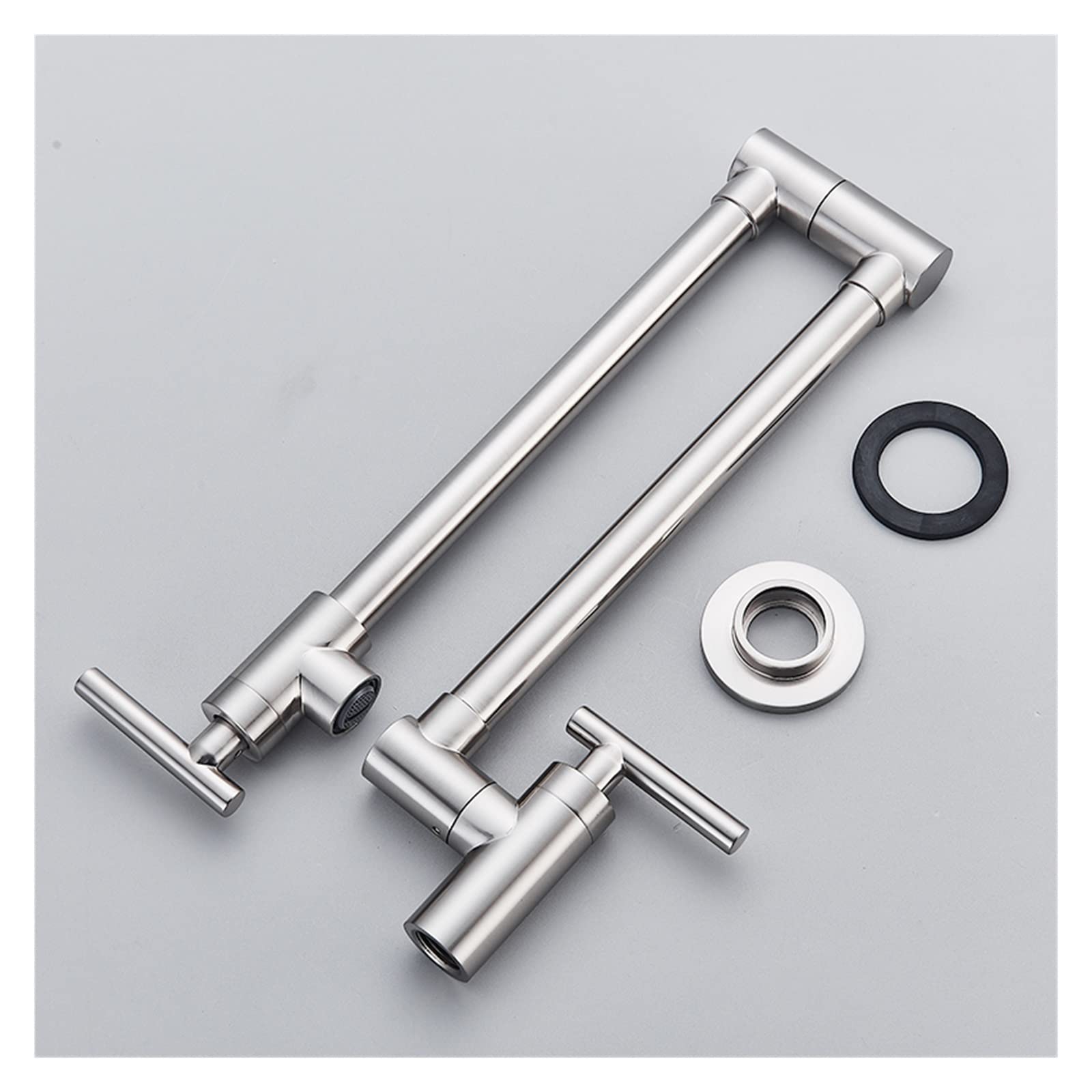 Rubinetto Fissato Al Muro, Pot Filler Doppio giunto Beccuccio Pieghevole Estensibile Braccio oscillante Parete Rubinetto da cucina in ottone Foro singolo Rubinetto for lavello da cucina a due maniglie