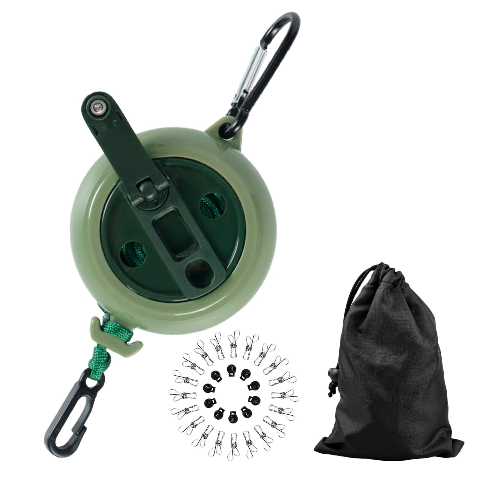 10M Portable Retractable Washing Line – Clothes Line with 10 Fixed Buckles & 20 Clips Indoor & Outdoor for Garden Balcony Camping Travel