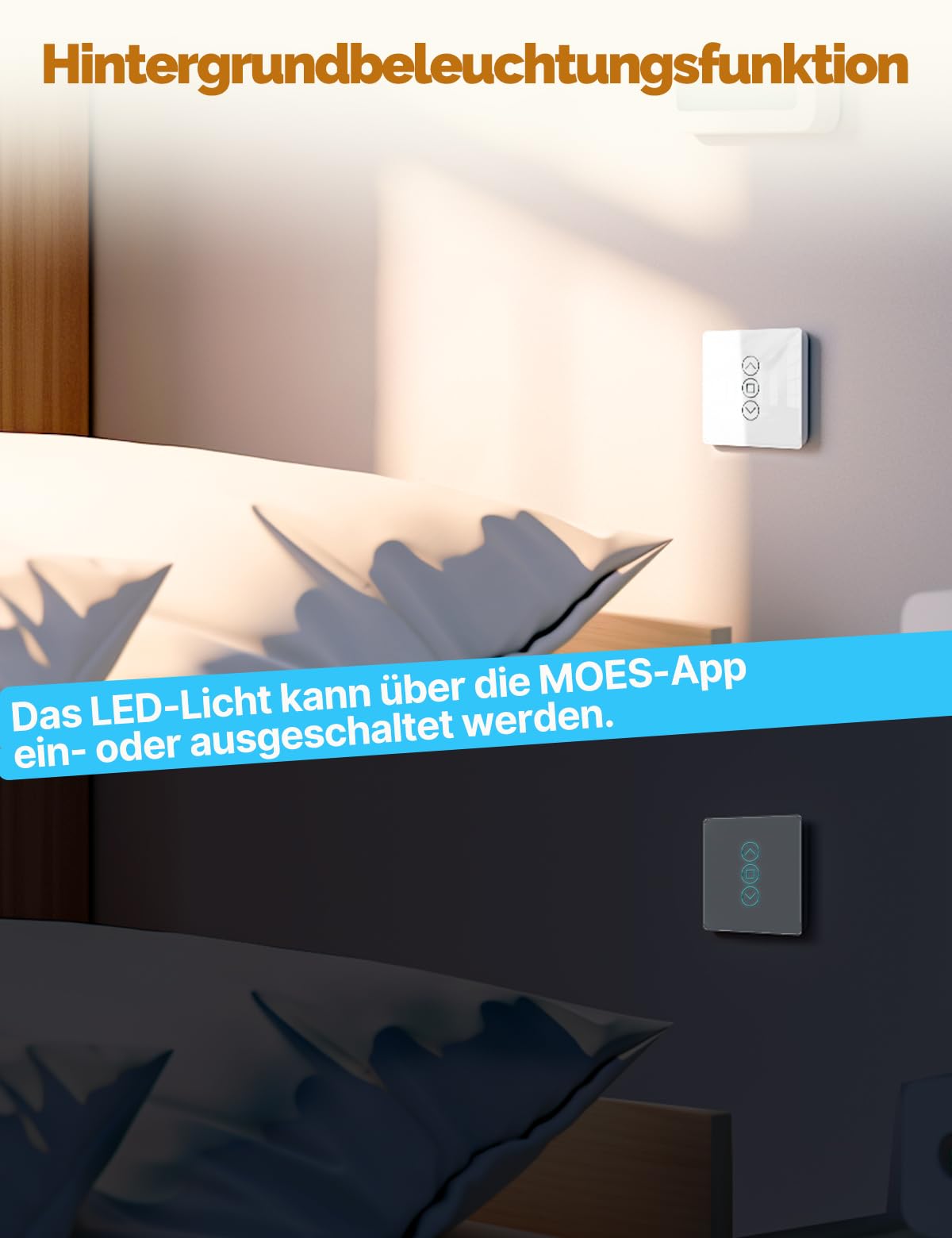 MOES 2.5D Rolladenschalter Smart Wlan mit Prozentanpassung,Kompatibel mit Alexa und Google Home, Zeitschaltuhr und Sprachsteuerung,Rolladensteuerung Unterputz,Neutralleiter erforderlich(Weiß)