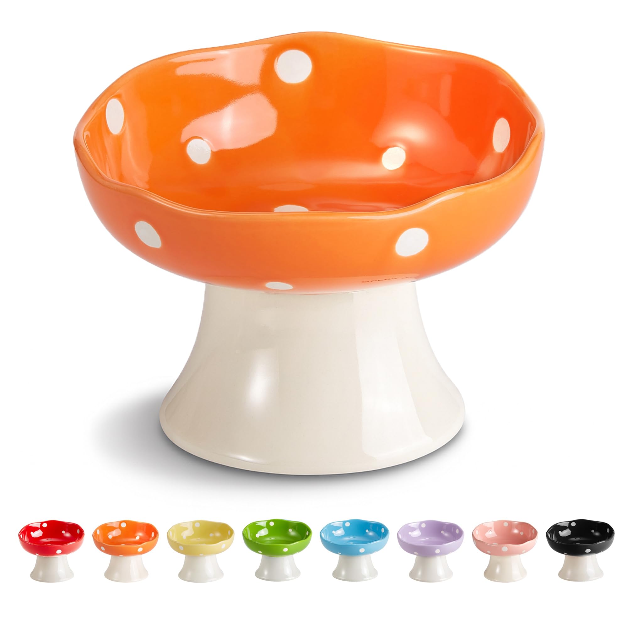 Ceramic Elevated Cat Bowls, Tilted Raised Pet Dish Anti Vomit Kitten Bowl for Indoor Cats, Whisker Friendly Pet Food and Water Bowl for Kitten, Cat,