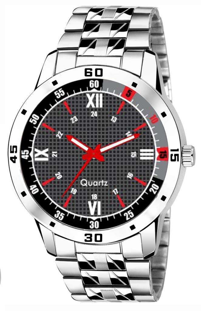 Pragati Creation Casual Analog Black Dial Stainless Steel Silver Belt Formal Wrist Watches for Boys Mens - Steel-008 (B0C3931G5X) Amazon Price History, Amazon Price Tracker