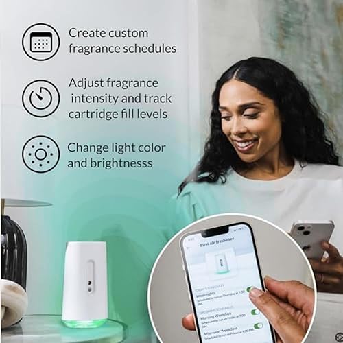Miniatura 6 de NEW-AIRIA by Febreze - Kit de iniciación de difusor de aroma inteligente, WiFi y control por aplicación, aromaterapia, ideal para dormitorios y