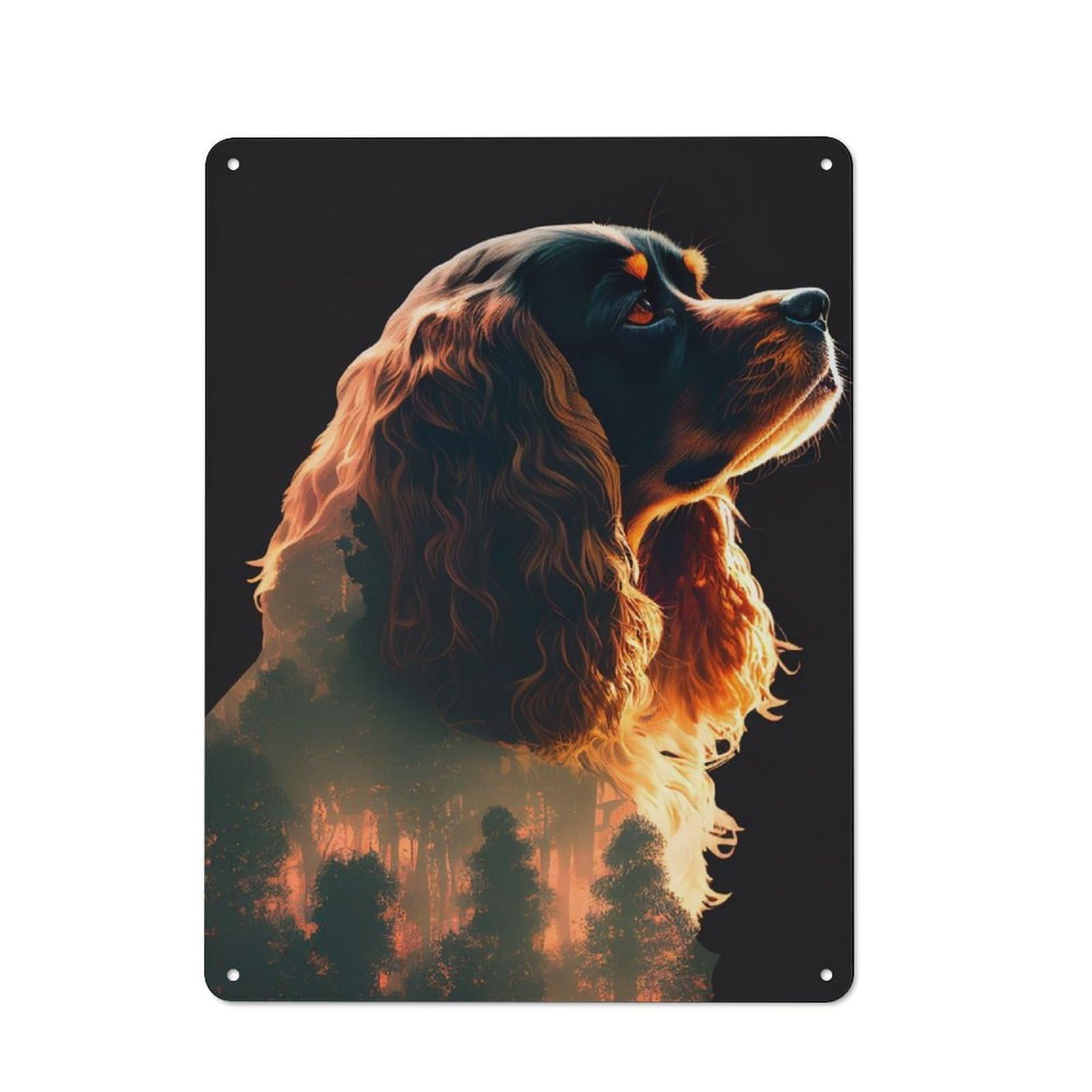Junmoney Cavalier King Forest Retro Retro Printed Metal Sign 40X30cm For Garage Or Workshop, For Garage, Workshop And Man Cave Decoration