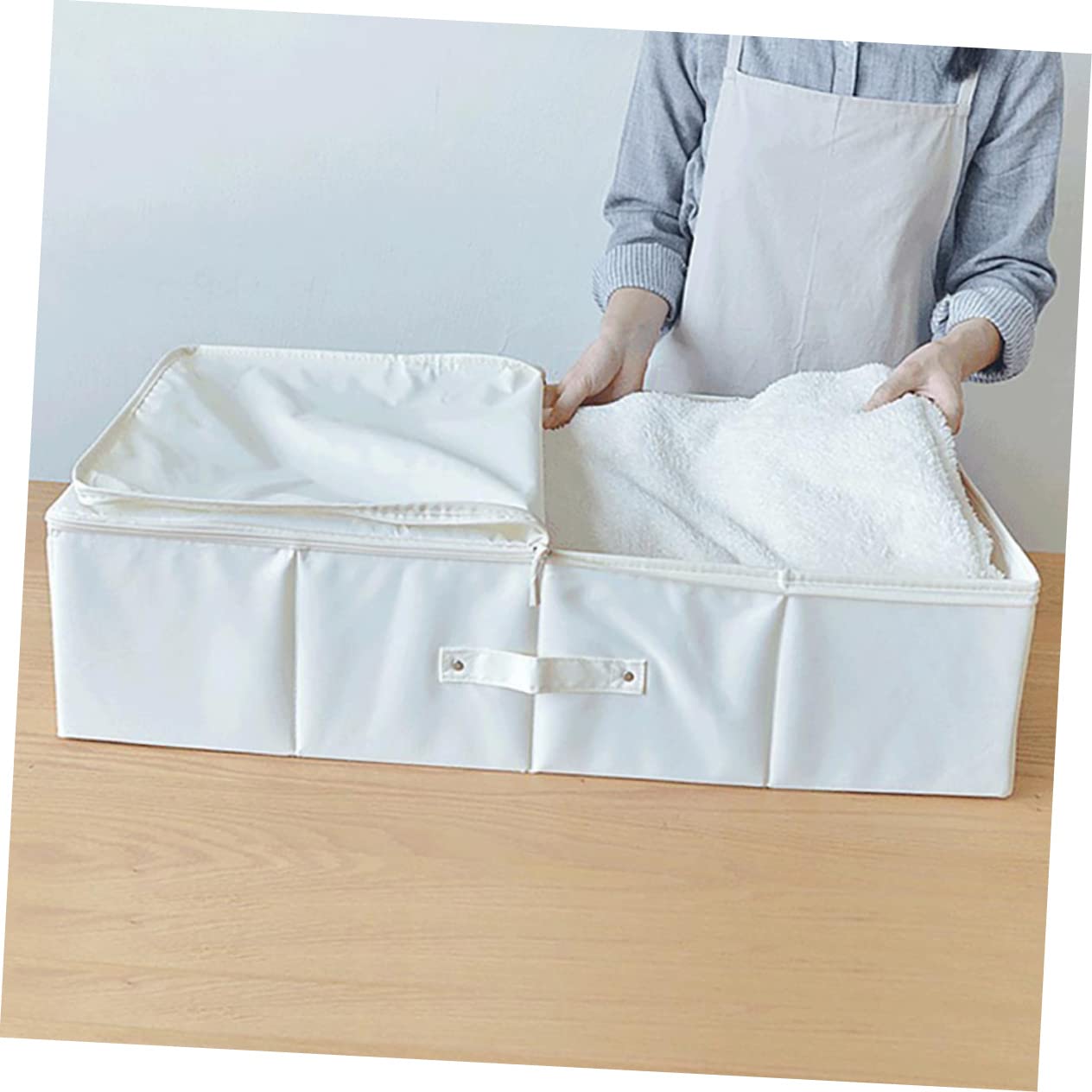 LABRIMP Organizer per Coperte e Piumoni Facile da Aprire e Chiudere Contenitore Pieghevole Oxford Chiusura Zip per Armadi e Ridotti Sotto Materasso