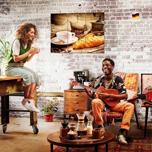 Tableau haut de gamme salon marron café triptyque Runa Art