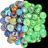 Domkan 100 Stück Muggelsteine Bunt Kinder, 25mm Gemischte Farbe Glassteine, Glas Cabochons mit Kleberückseite, Glassteine Deko für DIY, Handwerkliche, Anhänger, Schmuckherstellung, Heimdekoration
