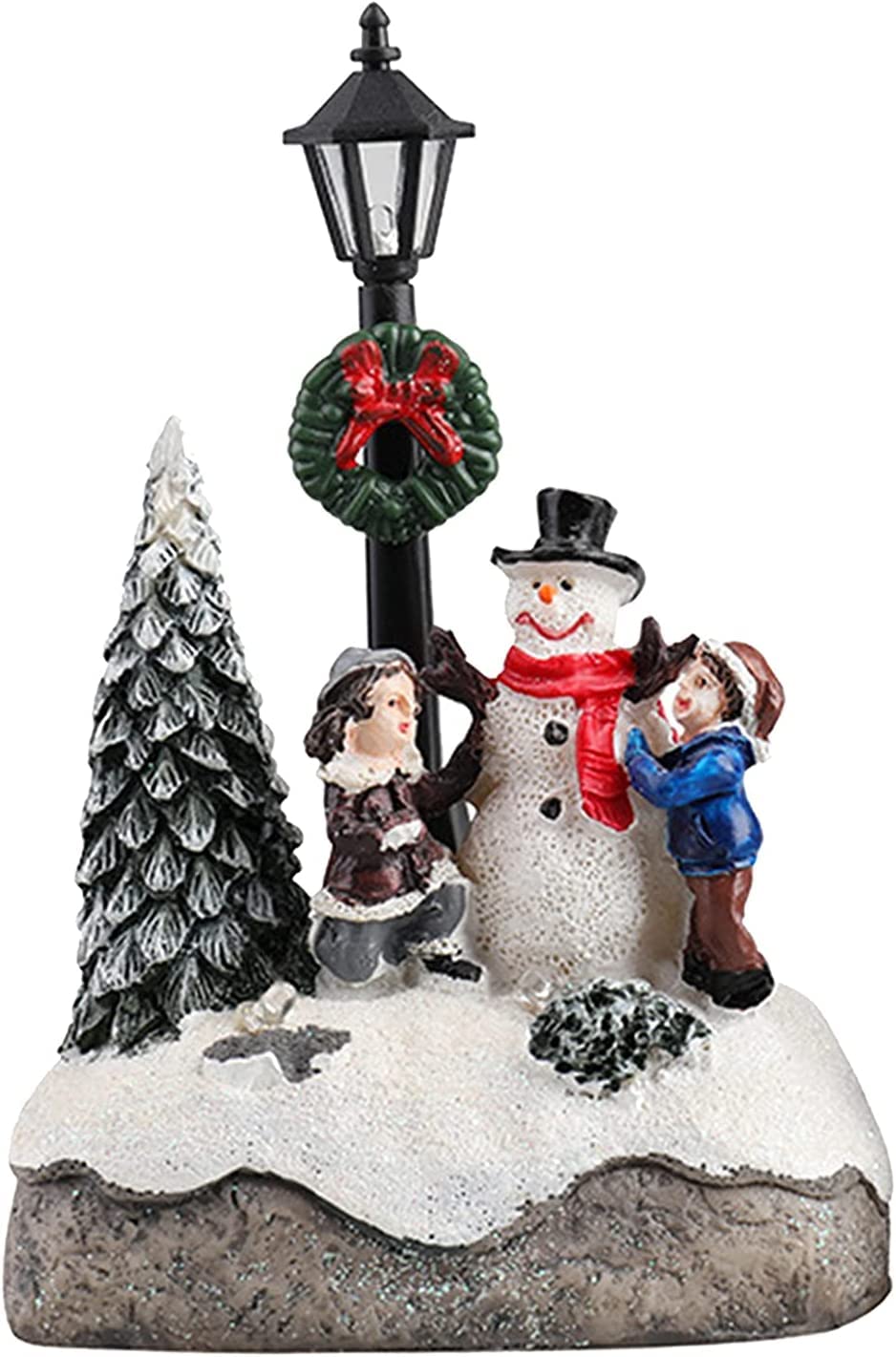 Christmas Scene Village LED Christmas Scene House Christmas Table Ornaments Micro Landscape Ornaments for Christmas Party Favors - B