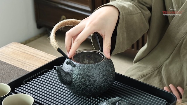 Set Da Tè Giapponese TEANAGOO In Porcellana - Teiera 700 Ml E 4 Tazze, Grigio Carbone, Con Vassoio, Ideale Per Casa E Viaggi - Foto 9