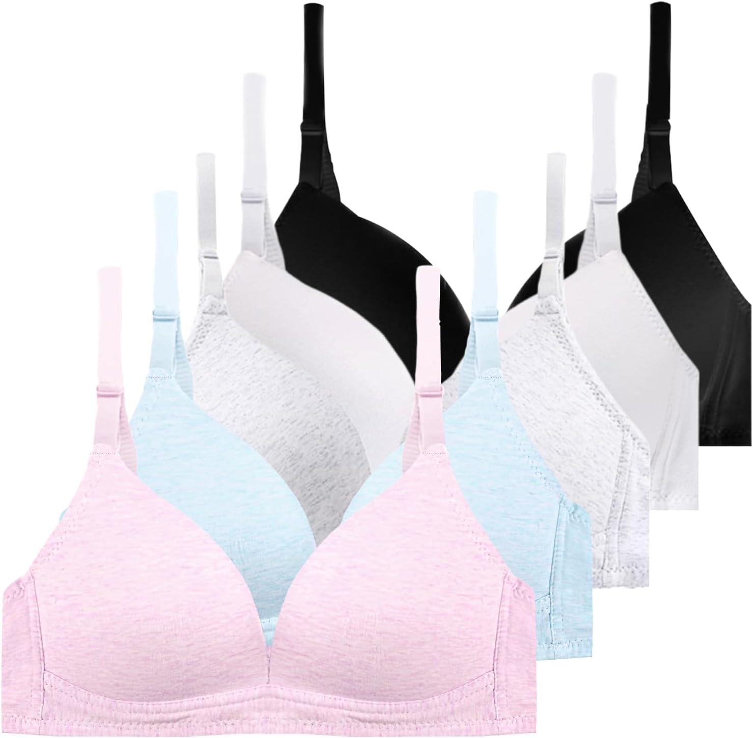Phennie's Young Girl's Crop Bras Teen Wirefree Thin Cups Breathable Bra Cotton Brassiere