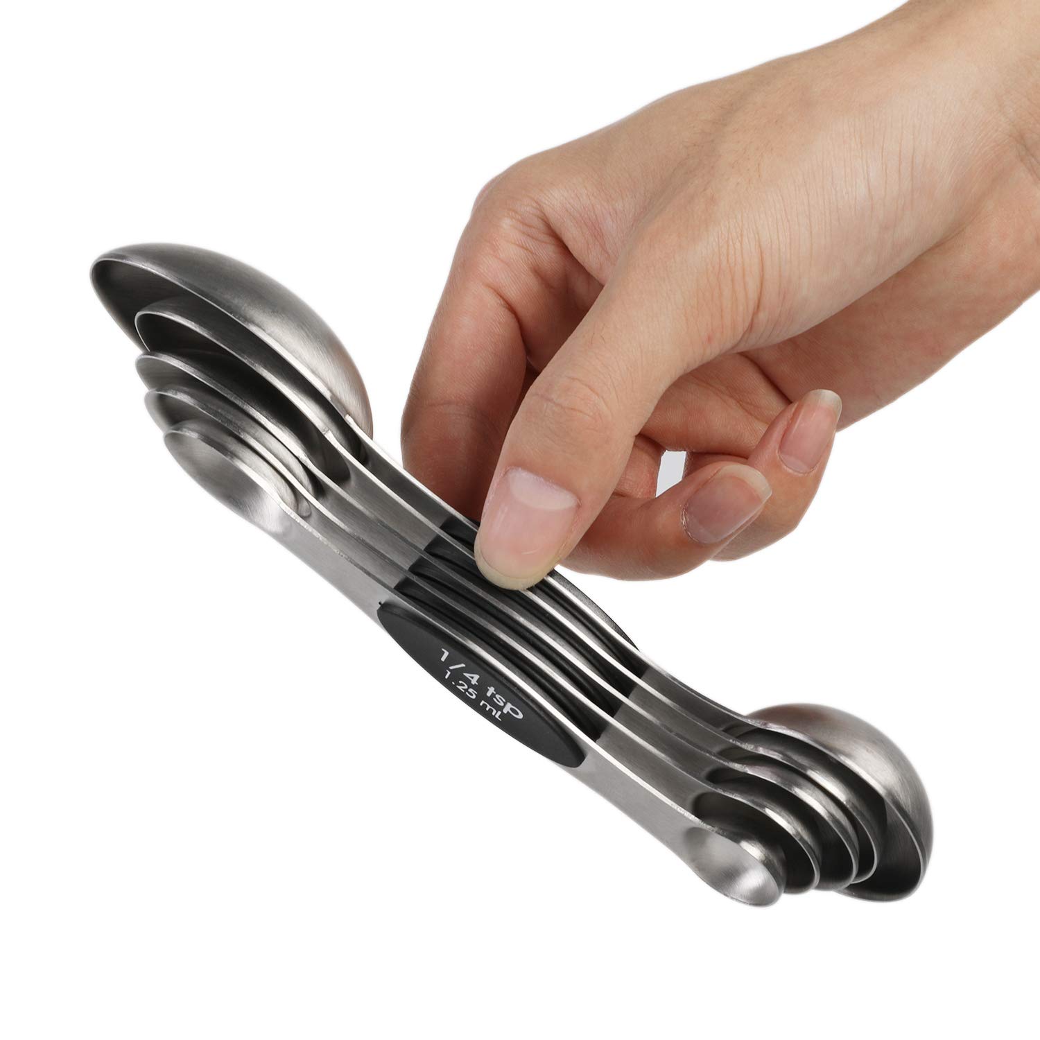 Snapklik.com : Magnetic Measuring Spoons Set Dual Sided Stainless Steel ...
