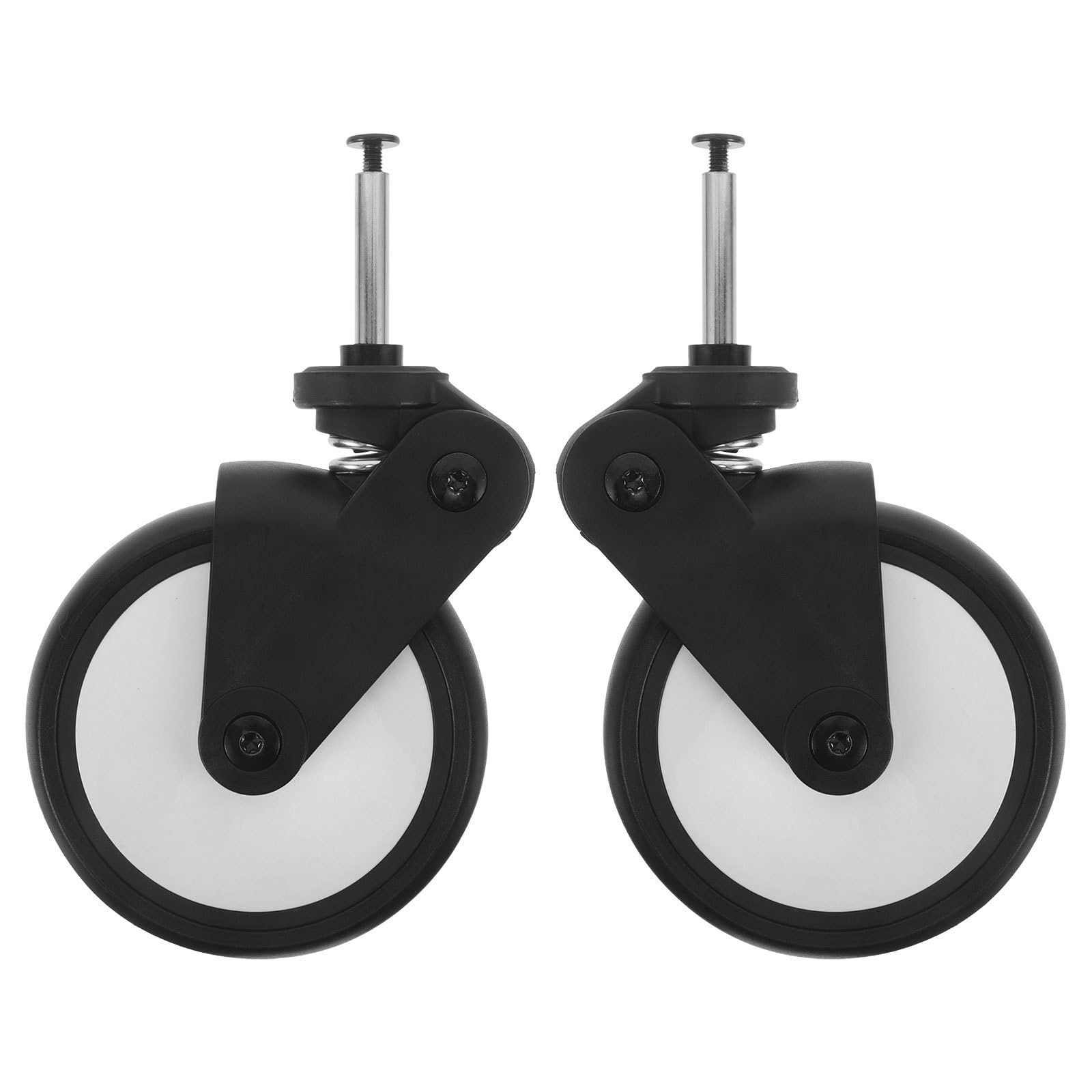 Mikinona 1 paire de roulettes de rechange pour poussette avant avec tige et pneus en caoutchouc de 13 cm pour poussette, chariot, caddie - Accessoires améliorés