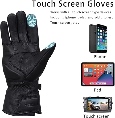 Miniatura 9 de Harssidanzar Guantes largos de invierno para hombre, guantes largos de cuero genuino para pantalla táctil, forrados térmicamente con Thinsulate