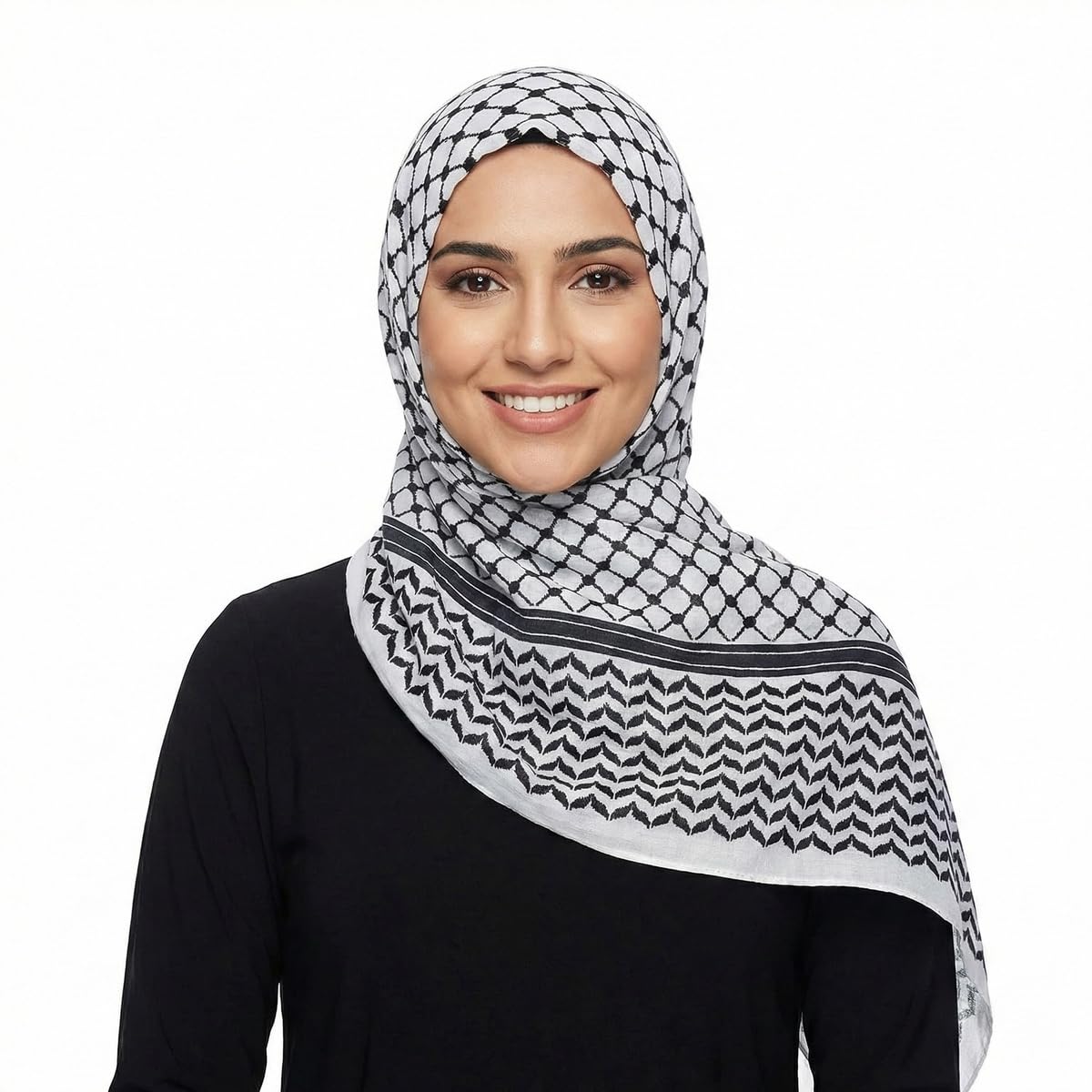 URGARMENT Palestinian Keffiyeh Shemagh Hijab Scarf, Muslim Women Kuffiyeh Arab Headwear