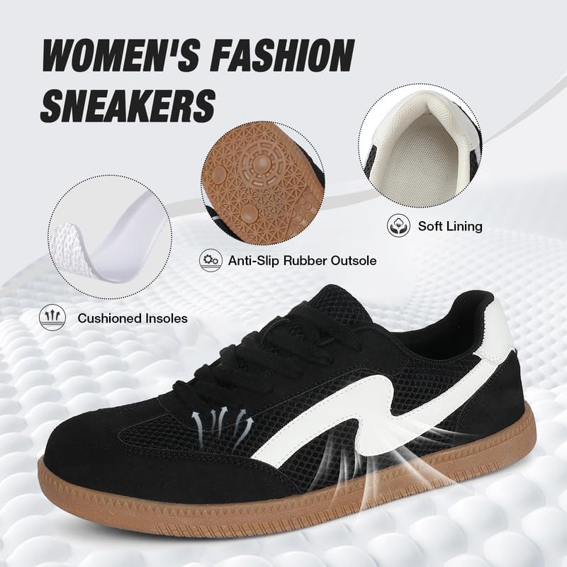 Etebella Sneakers for Women Retro Casual Sneakers Fashion Lightweight Walking Shoes with Removable Insole Non-Slip Spring Training Shoes Lace-Up Trendy Tennis Footwear