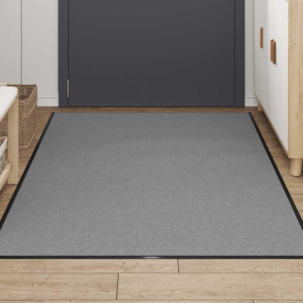 Grey Polypropylene Doormat, Non-Slip PVC Backing, 45x79 | Absorbent dirt-trapper utility rug ideal for high-traffic home entryways, hallways, and covered patios.