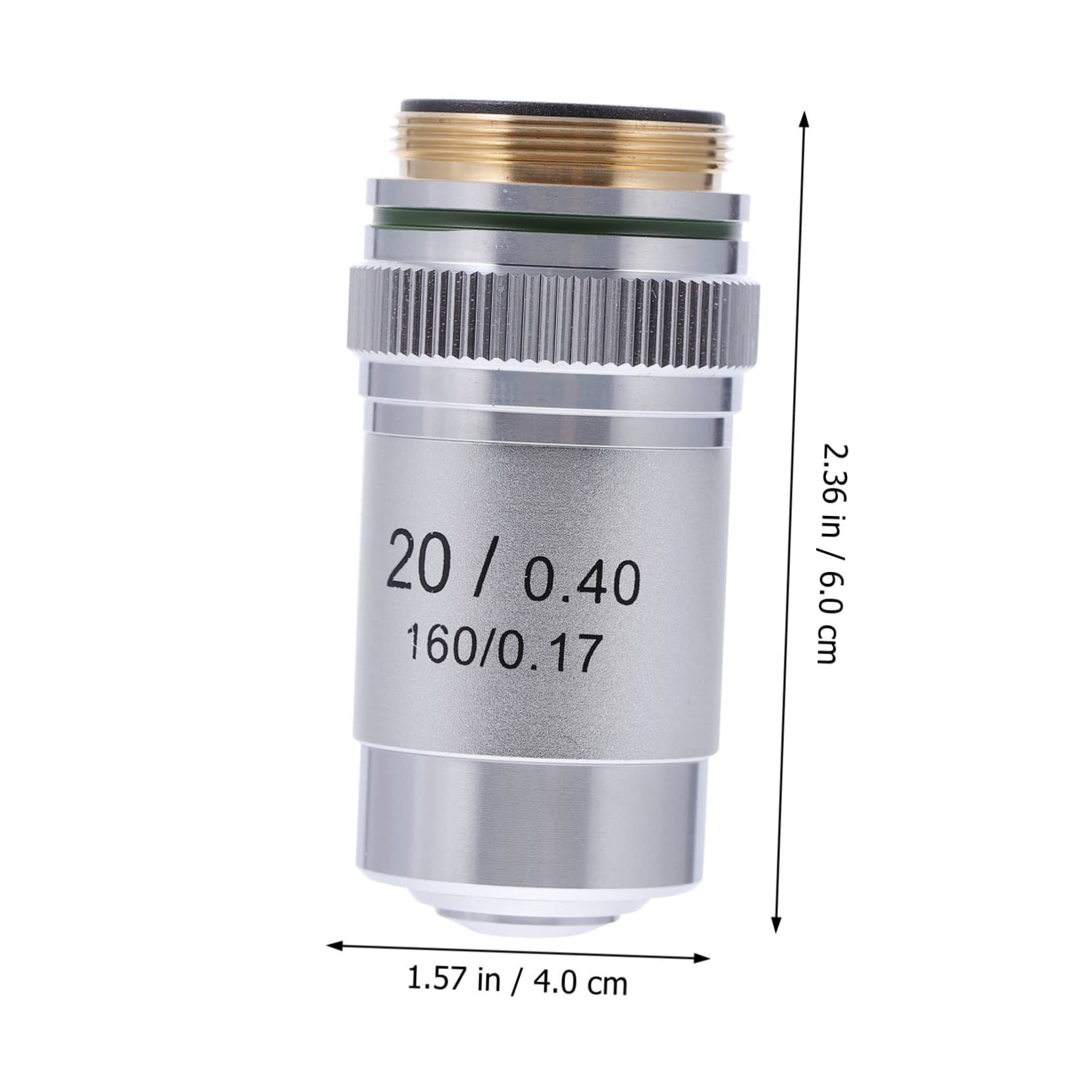 Lente Obiettivo Acromatica 20x in Acciaio per Microscopio Biologico | Montaggio Filettato Standard 20, 2mm, Vetro Coprioggetto 0, 17mm, Distanza di Lavoro 0, 55mm
