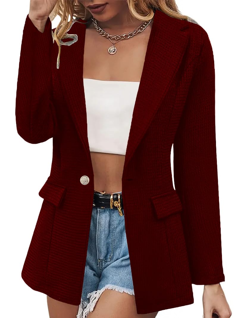 Blazers for Women Long Sleeve Open Front Office Work Business Casual Single Button Blazer